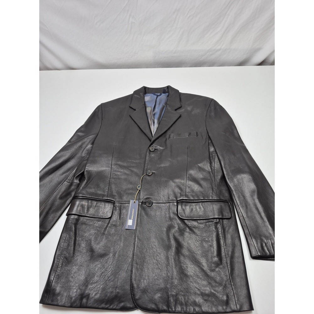 Jacob Siegel Blazer Mens 40 Brown Lamb Leather Single-Breasted Three-Button